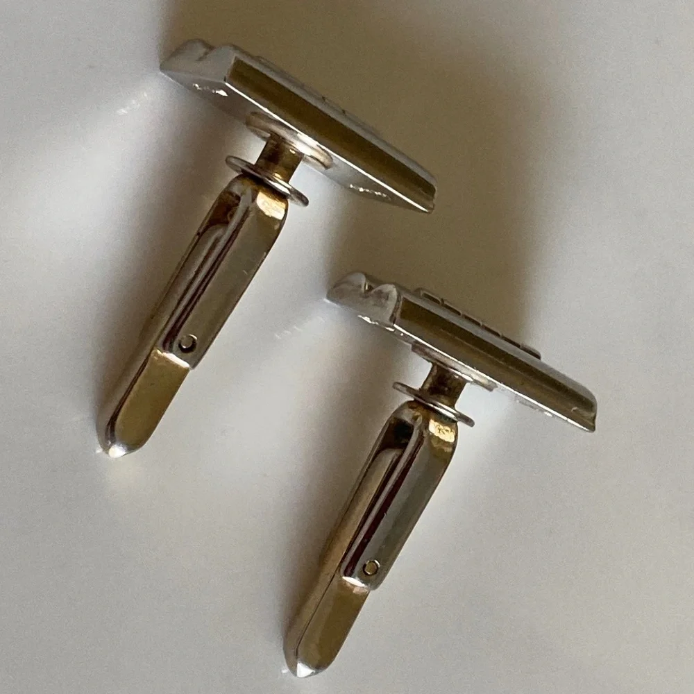 Vintage 1960s Hickok Stainless Steel Men’s Cufflinks – Signed HICKOK USA
